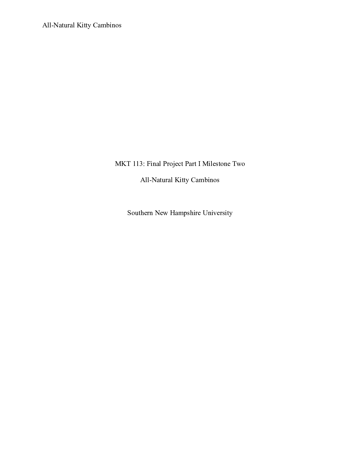 Preview image for MKT 113 Final Project Part I Milestone Two    MKT 113: Final Project Part I Milestone Two